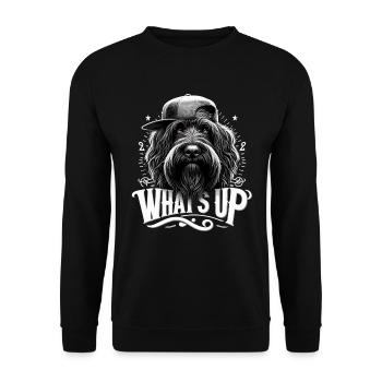 Schapendoes Was geht ab Gangsta cool Hund Geschenk - Unisex Pullover - Schwarz - Vorne - Alina (178cm) & Michal (187cm)