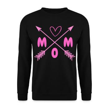 MOM-Herz-Kreuz-Pfeile - Unisex Pullover - Schwarz - Vorne - Alina (178cm) & Michal (187cm)