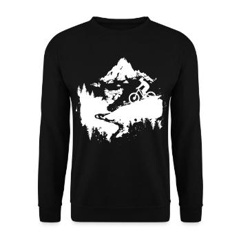 Mountainbiking Skizze - Unisex Pullover - Schwarz - Vorne - Alina (178cm) & Michal (187cm)
