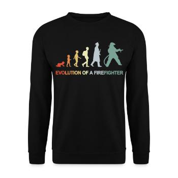 Feuerwehrmann Evolution - Unisex Pullover - Schwarz - Vorne - Alina (178cm) & Michal (187cm)