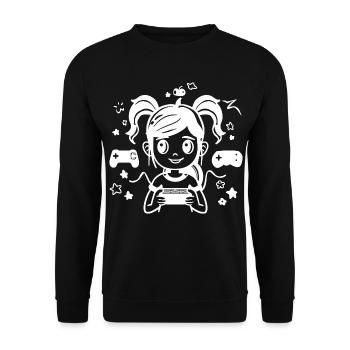 Dessin animé de fille de jeu - Sweat-shirt Unisexe - noir - Devant - Alina (178cm) & Michal (187cm)