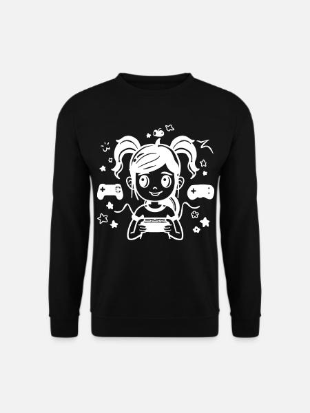 Dessin animé de fille de jeu - Sweat-shirt Unisexe - noir