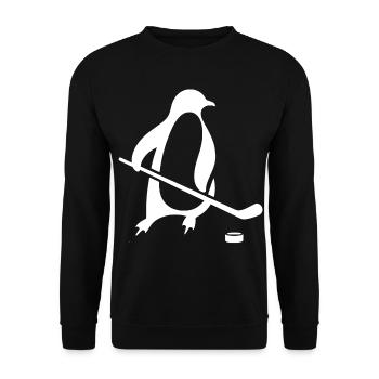 Pinguin Eishockey Silhouette Minimalistisch - Unisex Pullover - Schwarz - Vorne - Alina (178cm) & Michal (187cm)