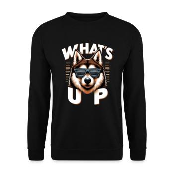 Laika Was geht ab Gangsta Hund Geschenk - Unisex Pullover - Schwarz - Vorne - Alina (178cm) & Michal (187cm)