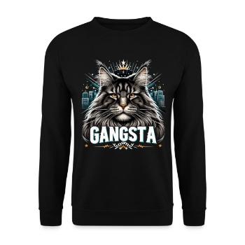 Maine Coon Cat Cool Gangsta Gangster Gift - Unisex Sweatshirt - black - Front - Alina (178cm) & Michal (187cm)