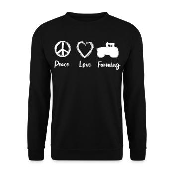 Frieden Liebe Landwirtschaft - Unisex Pullover - Schwarz - Vorne - Alina (178cm) & Michal (187cm)