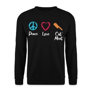 Paix, amour, couper la chair - Sweat-shirt Unisexe - noir - Devant - Alina (178cm) & Michal (187cm)