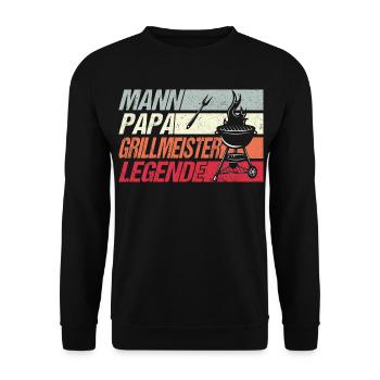 Grillmeister Papa - Unisex Pullover - Schwarz - Vorne - Alina (178cm) & Michal (187cm)