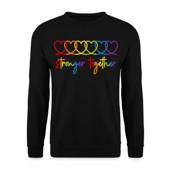 Plus forts ensemble pour le Mois de la fierté des Cœurs Arc-en-ciel - Sweat-shirt Unisexe - noir - Devant - Alina (178cm) & Michal (187cm)