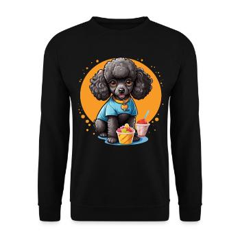 Black poodle at dessert - Unisex Sweatshirt - black - Front - Alina (178cm) & Michal (187cm)