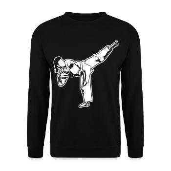Weibliche Karateka - Unisex Pullover - Schwarz - Vorne - Alina (178cm) & Michal (187cm)