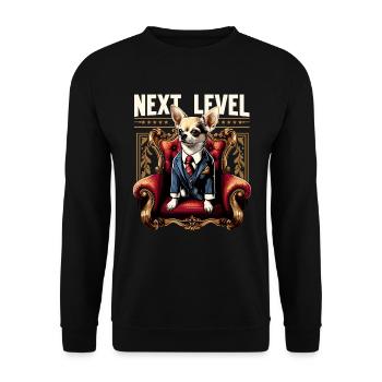 Chihuahua Next Level King Chair Cadeau pour chien - Sweat-shirt Unisexe - noir - Devant - Alina (178cm) & Michal (187cm)