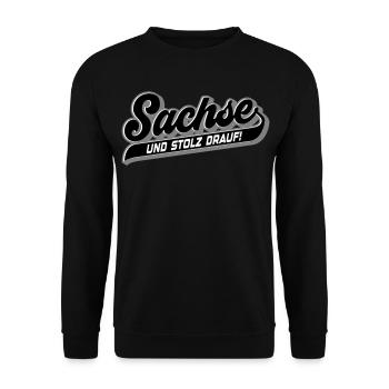 Sachse und Stolz drauf | Farben änderbar - Unisex Pullover - Schwarz - Vorne - Alina (178cm) & Michal (187cm)