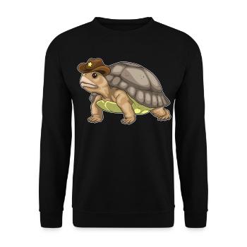 Turtle Sheriff Sheriff's Hat - Unisex Sweatshirt - black - Front - Alina (178cm) & Michal (187cm)