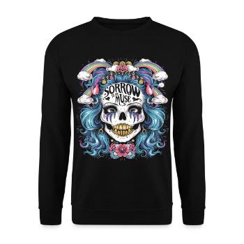 Colorful skeleton with sarcastic saying - Unisex Sweatshirt - black - Front - Alina (178cm) & Michal (187cm)
