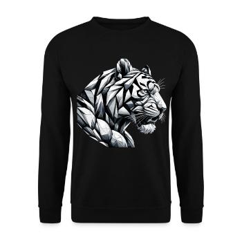 Tiger Tigerkopf geometrisch Geometrie Geschenk - Unisex Pullover - Schwarz - Vorne - Alina (178cm) & Michal (187cm)