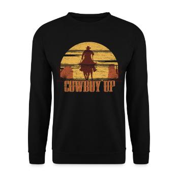 Cowboy Up - Unisex Pullover - Schwarz - Vorne - Alina (178cm) & Michal (187cm)