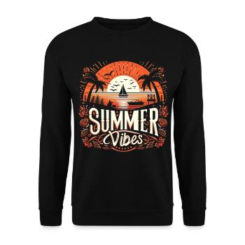 Tropische Sommerstimmung: Das Abenteuer bei Sonnenuntergang erwartet Sie - Unisex Pullover - Schwarz - Vorne - Alina (178cm) & Michal (187cm)