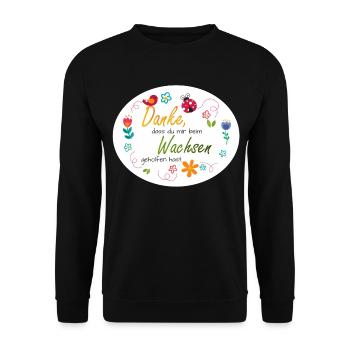 Spruch Kita-Abschied - Danke - bunte Blumen  - Unisex Pullover - Schwarz - Vorne - Alina (178cm) & Michal (187cm)