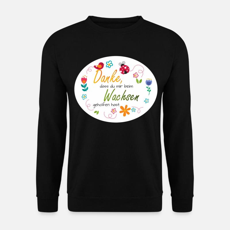 Spruch Kita-Abschied - Danke - bunte Blumen - Unisex Pullover - Schwarz