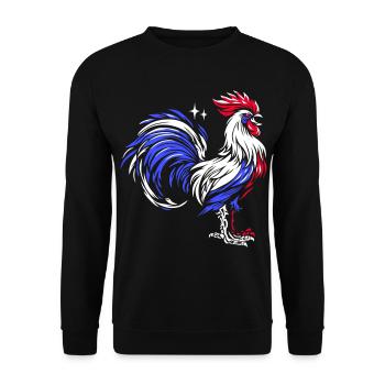 Coq Français: Fierté Tricolore - Sweat-shirt Unisexe - noir - Devant - Alina (178cm) & Michal (187cm)