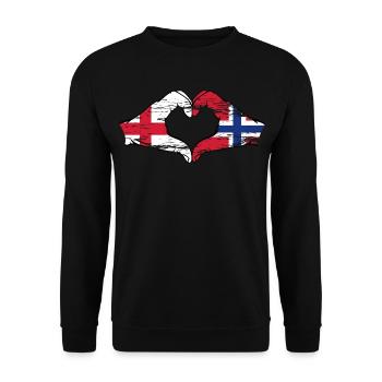 Angleterre Norvège drapeau mains forme coeur utilisé - Sweat-shirt Unisexe - noir - Devant - Alina (178cm) & Michal (187cm)