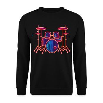 Schlagzeug Grafik - Unisex Pullover - Schwarz - Vorne - Alina (178cm) & Michal (187cm)