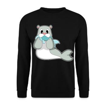 Seal Fish - Unisex Sweatshirt - black - Front - Alina (178cm) & Michal (187cm)