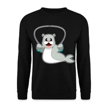 Seal Jumping Rope Skipping Rope Fitness - Unisex Sweatshirt - black - Front - Alina (178cm) & Michal (187cm)