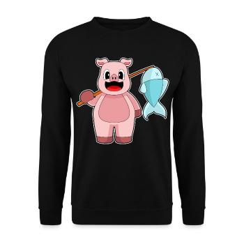 Pêche au poisson pêcheur cochon - Sweat-shirt Unisexe - noir - Devant - Alina (178cm) & Michal (187cm)