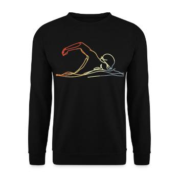 Schwimmen Retro Stil - Unisex Pullover - Schwarz - Vorne - Alina (178cm) & Michal (187cm)