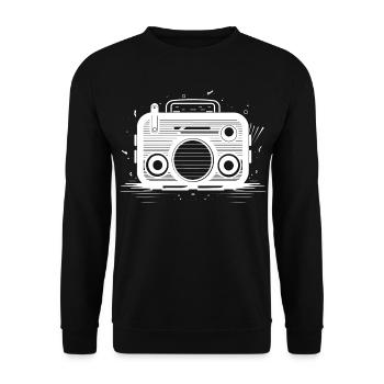 Oldschool Radio Skizze - Unisex Pullover - Schwarz - Vorne - Alina (178cm) & Michal (187cm)