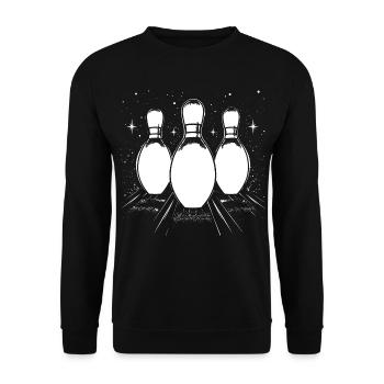 Bowling Zeichnung - Unisex Pullover - Schwarz - Vorne - Alina (178cm) & Michal (187cm)