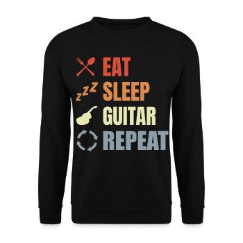 Eat Sleep Guitar Repeat - Unisex Sweatshirt - black - Front - Alina (178cm) & Michal (187cm)