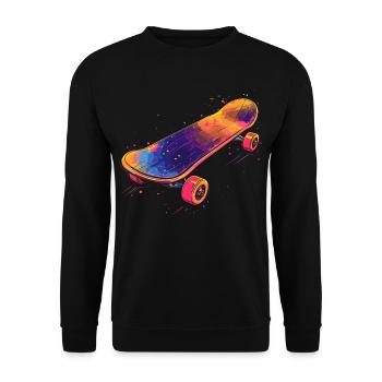 Skateboard Illustration - Unisex Pullover - Schwarz - Vorne - Alina (178cm) & Michal (187cm)
