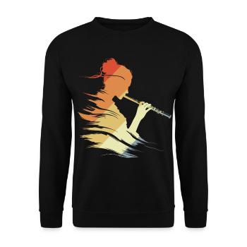 Flute Girl Graphic Retro - Unisex Sweatshirt - black - Front - Alina (178cm) & Michal (187cm)