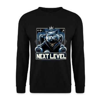 BKH Britisch Kurzhaar Blue Katze Königssessel - Unisex Pullover - Schwarz - Vorne - Alina (178cm) & Michal (187cm)
