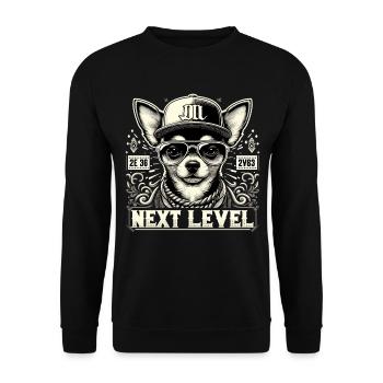 Cadeau Chihuahua Next Level Hip Hop Dog - Sweat-shirt Unisexe - noir - Devant - Alina (178cm) & Michal (187cm)