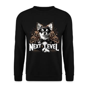 Chihuahua Next Level Suit Tuxedo Dog Gift - Unisex Sweatshirt - black - Front - Alina (178cm) & Michal (187cm)