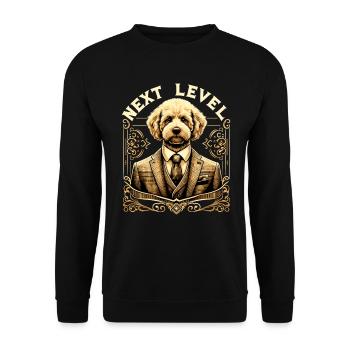 Goldendoodle Dog Next Level Suit Gift - Unisex Sweatshirt - black - Front - Alina (178cm) & Michal (187cm)