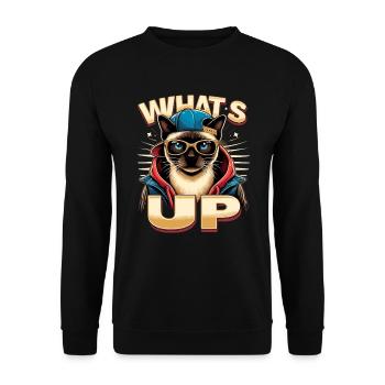Siamese Cat Whats Up Design - Unisex Sweatshirt - black - Front - Alina (178cm) & Michal (187cm)