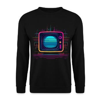 TV 80er Jahre Look - Unisex Pullover - Schwarz - Vorne - Alina (178cm) & Michal (187cm)