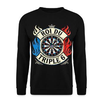 Roi du triple 6 humour fléchettes roi dard cible - Sweat-shirt Unisexe - noir - Devant - Alina (178cm) & Michal (187cm)