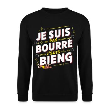 Je suis pas bourré j'suis bieng humour alcool soir - Sweat-shirt Unisexe - noir - Devant - Alina (178cm) & Michal (187cm)