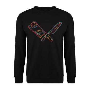 Couperet rétro - Sweat-shirt Unisexe - noir - Devant - Alina (178cm) & Michal (187cm)