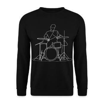 Schlagzeuger Zeichnung - Unisex Pullover - Schwarz - Vorne - Alina (178cm) & Michal (187cm)