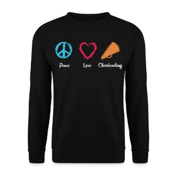 Peace Love Cheerleading - Unisex Sweatshirt - black - Front - Alina (178cm) & Michal (187cm)