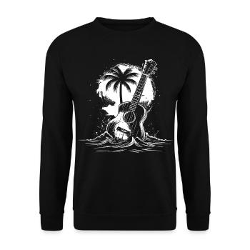 Ukulele Grafik - Unisex Pullover - Schwarz - Vorne - Alina (178cm) & Michal (187cm)