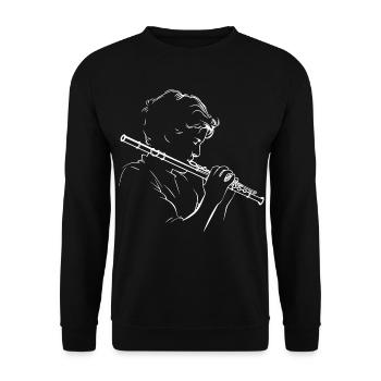 Flûte Garçon Line Art - Sweat-shirt Unisexe - noir - Devant - Alina (178cm) & Michal (187cm)