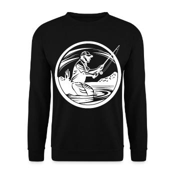 Dessin de pêche - Sweat-shirt Unisexe - noir - Devant - Alina (178cm) & Michal (187cm)